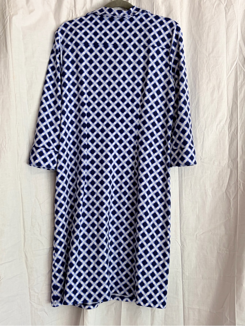 Talbots Navy and White Geometric Midi Shirt Dress medium Petite - Picture 2 of 5